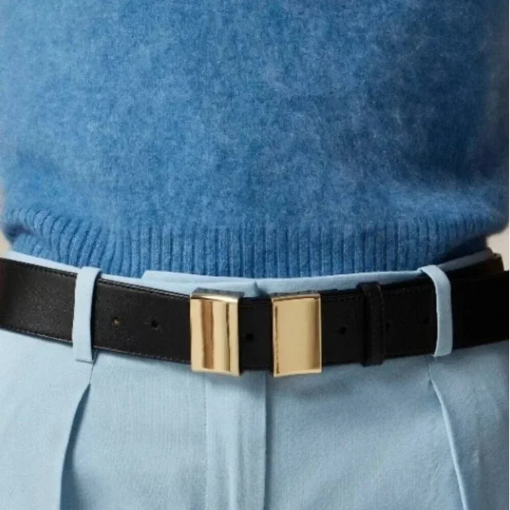 J. Crew Double Buckle Belt in Italian Leather – Black – Size M – NWT - Picture 4 of 4